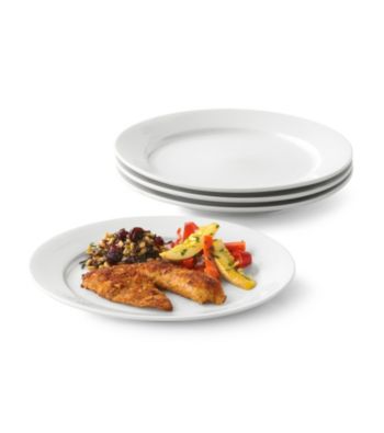 LivingQuarters Whiteware Round Set of 4 Dinner Plates