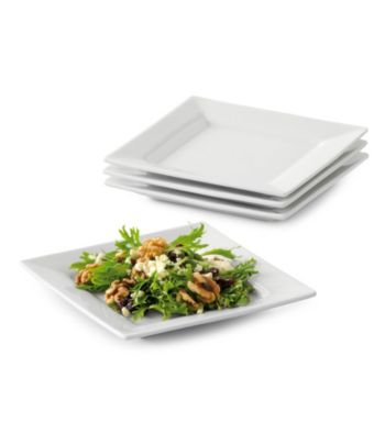 LivingQuarters Whiteware Square Set of 4 Salad Plates