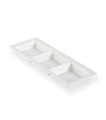 LivingQuarters Whiteware Rectangular 3-Section Tray