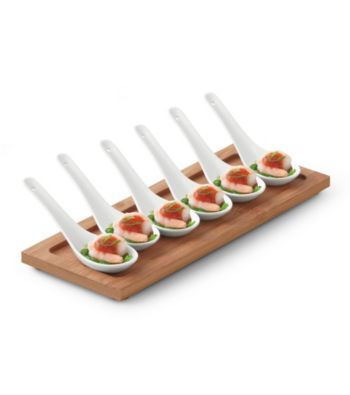 LivingQuarters Whiteware Set of 6 Bowls with Tray