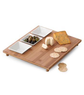 LivingQuarters Whiteware Set of 3 Bowls with Board
