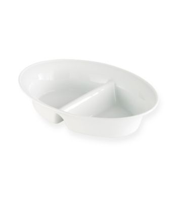LivingQuarters Whiteware Divided Vegetable Bowl