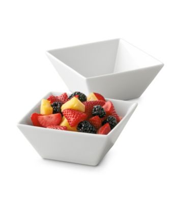 LivingQuarters Whiteware Square Set of 2 Cereal Bowls