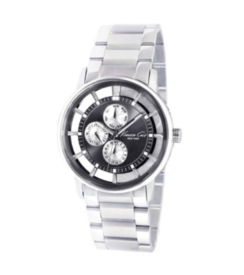 Kenneth Cole New York® Mens Silver Round Transparent Dial Multifunction