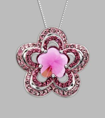 Impressions® Sterling Silver Flower Pendant with Swarovski® Elements