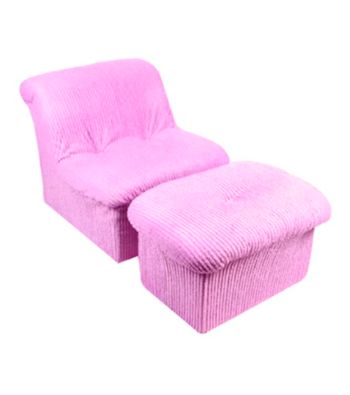 Fun Furnishings Pink Chenille Cloud Chair & Ottoman