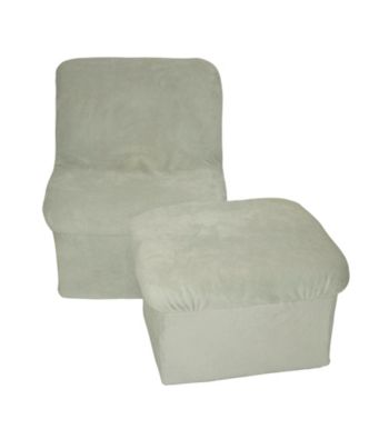 Fun Furnishings Sage Green Micro Suede Cloud Chair & Ottoman