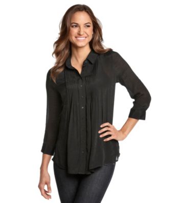Fever™ Pleated Button-Front Chiffon Shirt