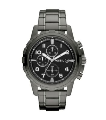 Fossil® Men's Dean Stainless Steel Smoke Chronograph Watch