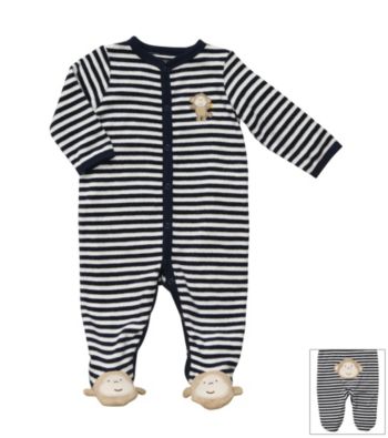 Carter's® Baby Boys' Navy/White Striped Terry Monkey Sleep and Play