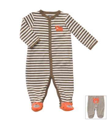Carter's® Baby Boys' Brown/White Striped Terry Tiger Sleep and Play
