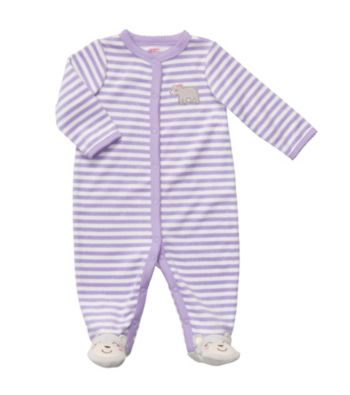 Carter's® Baby Girls' Lilac/White Striped Terry Bear Sleep and Play