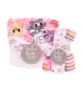 Trend Lab Baby Girls' Lola Fox Hooded Towel and Wash Cloth Set