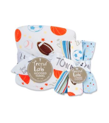 Trend Lab Little MVP Hooded Towel and Wash Cloth Set