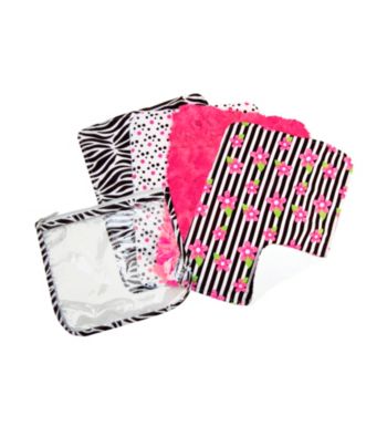 Trend Lab Zahara Zipper Pouch and 4 Burp Cloth Set