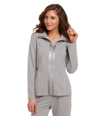 Laura Ashley® Zip-Front Jacket with Satin Trim