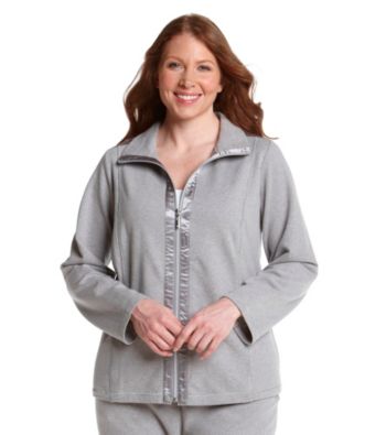 Laura Ashley® Plus Size Zip-Front Jacket with Satin Trim