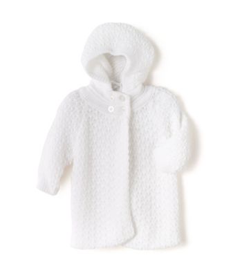 Cuddle Bear® Baby Girls' White Sweater Caplet