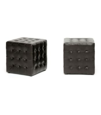 Baxton Studios Siskal Set of 2 Modern Cube Ottomans