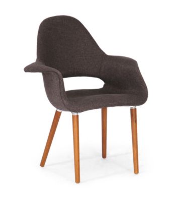 Baxton Studios Set of 2 Forza Dark Brown Fabric Mid-Century Modern Arm Chair