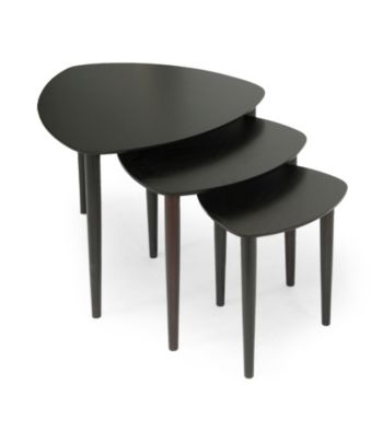 Baxton Studios Griffith Dark Brown Mid-Century Modern Nesting Table Set