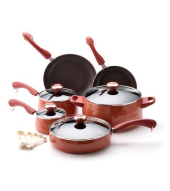 Paula Deen® Signature Porcelain Enamel Nonstick 15-pc. Coral Speckle Cookware Set