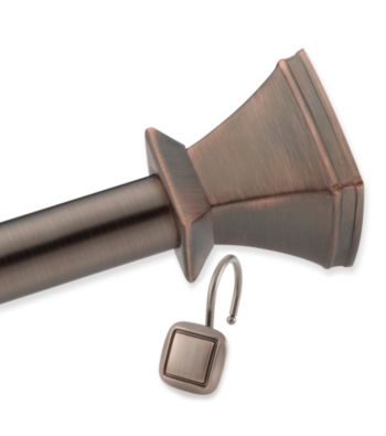 Elegant Home Fashions® Square Decorative Shower Rod and Hook Set