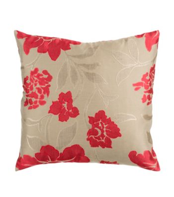 Surya Red & Beige Floral Decoratve Pillow