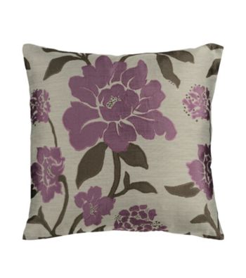 Surya Plum & Grey Floral Decorative Pillow