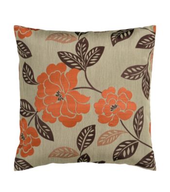 Surya Beige & Brown Floral Decorative Pillow
