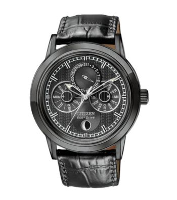 Citizen® Eco Drive Mens Calibre 8651 Moonphase Black Ion Plated Watch