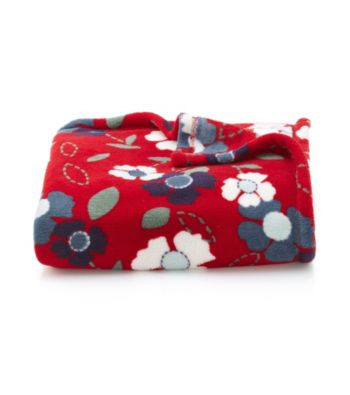 LivingQuarters Red Floral Micro Cozy Throw