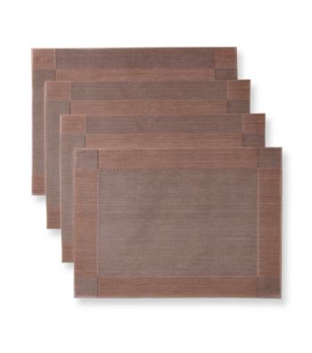 Alyssa Joy Tone-on-Tone Border & 4-Corner Check Woven Set of 4 Place Mats