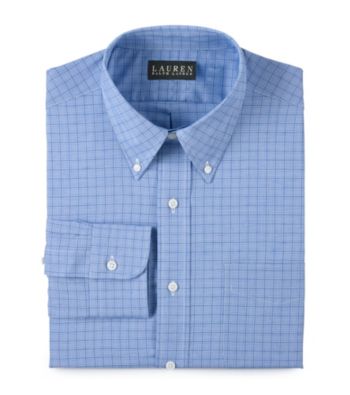 Lauren® Men's Blue Plaid Broadcloth Dress Shirt