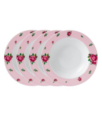 Royal Albert® New Country Roses Pink Modern Casual Set of 4 Rimmed Soup or Salad Bowls