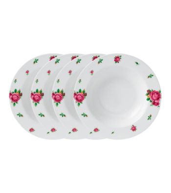 Royal Albert® New Country Roses White Modern Casual Set of 4 Rimmed Soup or Salad Bowls
