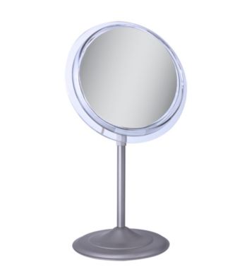 Zadro Single Sided Surround Light Pedestal Vanity Mirror with 5x Magnification