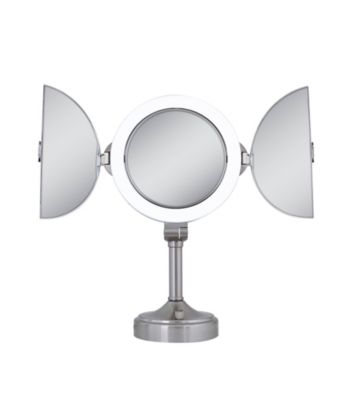 Zadro Dual Sided Lighted Vanity Tri-Fold Pedestal Mirror with 1x & 10x Magnification