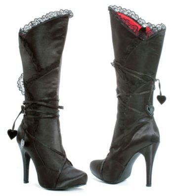 Black Satin High Heel Adult Boots