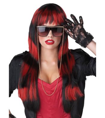 Untamed Black/Red Adult Wig