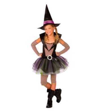Green and Purple Striped Witch Child Costume