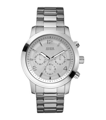 Guess Men's Silvertone Bold Contemporary Chronograph Watch