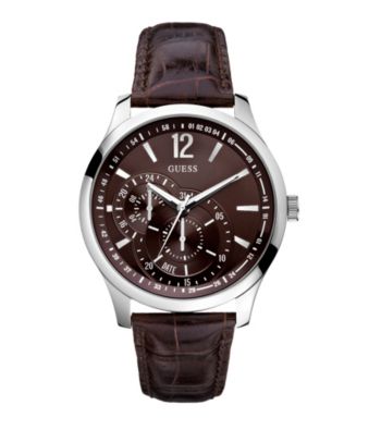 Guess Men's Brown Croco Leather Contemporary Dress Sport Watch