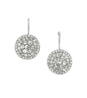 Fossil® Clear Glitz Silvertone Disc Earrings