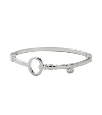 Fossil® Silvertone Key Hinged Bangle