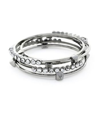 Vince Camuto™ Stone And Stud Silvertone Bangle Set