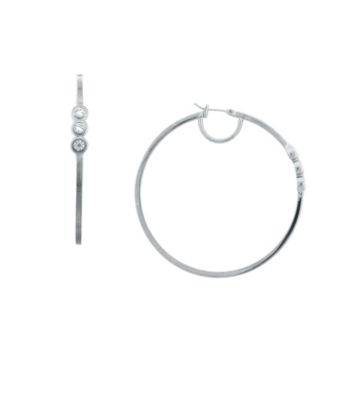 Vince Camuto™ Triple Stone Silvertone Hoop Earrings