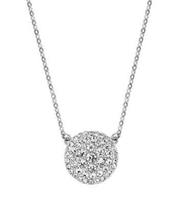 Fossil® Silvertone with Clear Glitz Disc Necklace