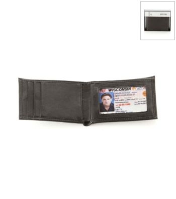 Kenneth Cole REACTION® Men's Black Leather Bifold Wallet with Front Pocket