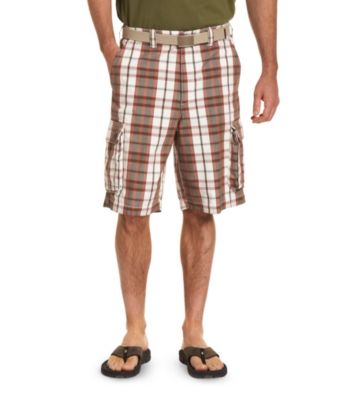 True Nation Men's Big &amp; Tall Olive Plaid Cargo Shorts Men's